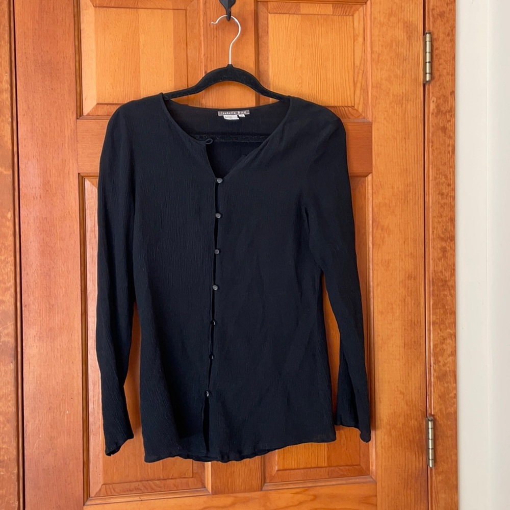Creped silk button down top. Parisian chic! 🔥🔥Warm and soft.